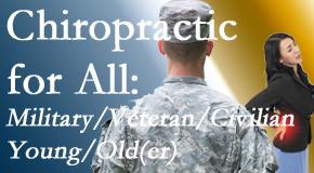 Minster Chiropractic Center provides back pain relief to civilian and military/veteran sufferers and young and old sufferers alike!