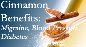 Minster Chiropractic Center shares research on the benefits of cinnamon for migraine, diabetes and blood pressure.