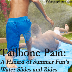 Minster Chiropractic Center uses chiropractic manipulation to ease tailbone pain after a Minster water ride or water slide injury to the coccyx.